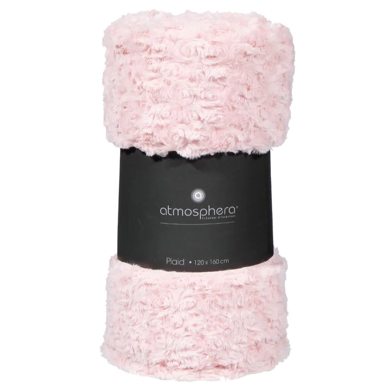 Plaid "Bouclette" fausse fourrure rose 120x160cm