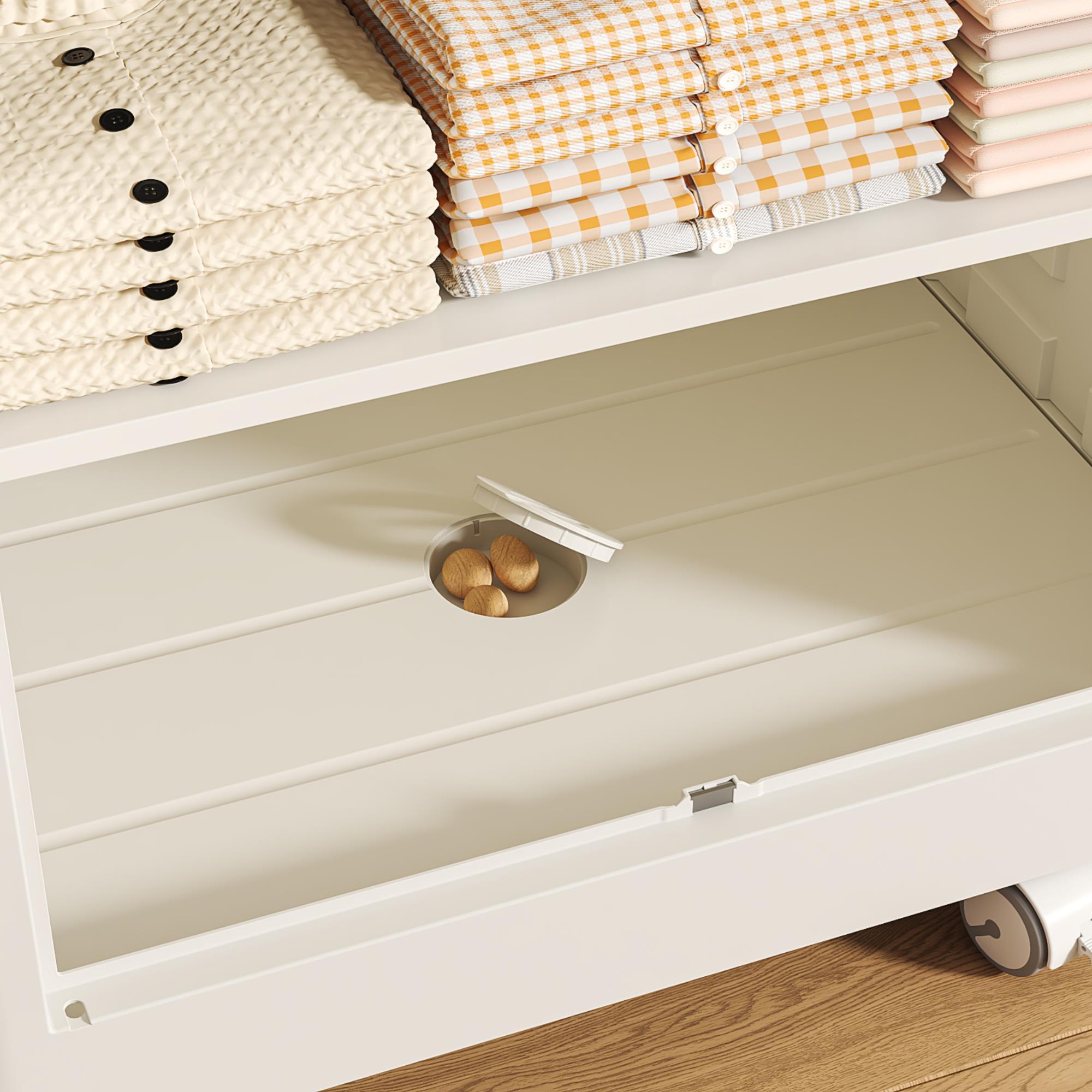 Armario plegable con Ruedas y 2 Compartimentos en color Blanco 100×46,5×96,5cm