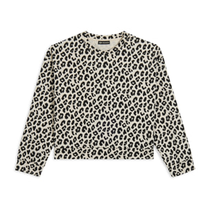 Felpa donna leopardata girocollo