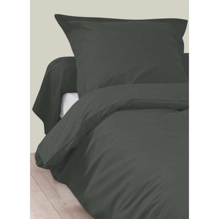 Housse de Couette Unie en 100 % Coton - Gris anthracite