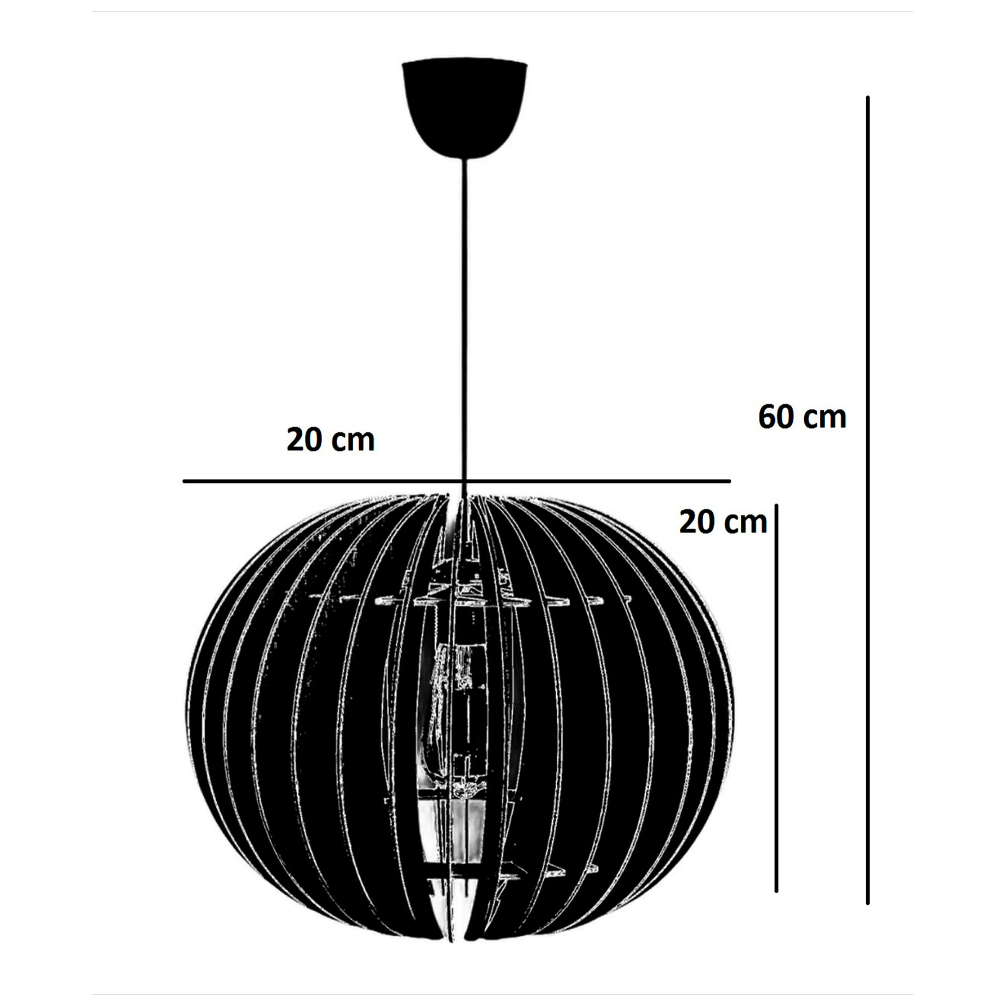 Juego de 2 Lámparas de techo 60 cm. nogal, tipo E 27 Max 45 - 60 W