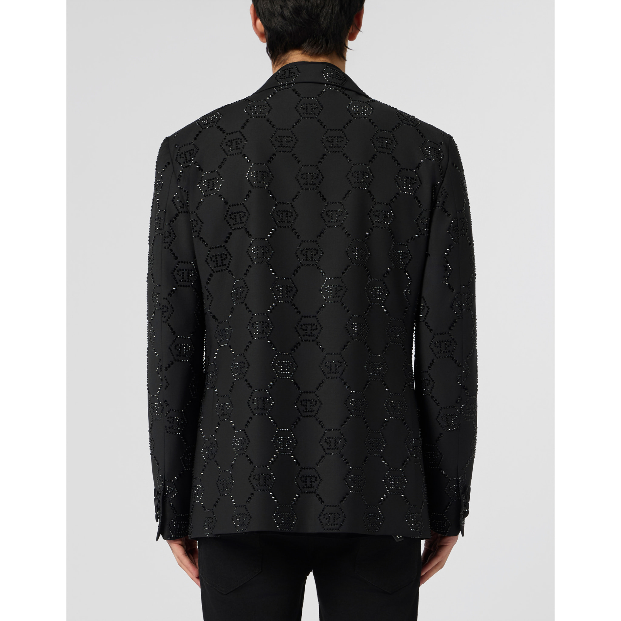 PHILIPP PLEIN Wool Blazer With Stin Details Monogram