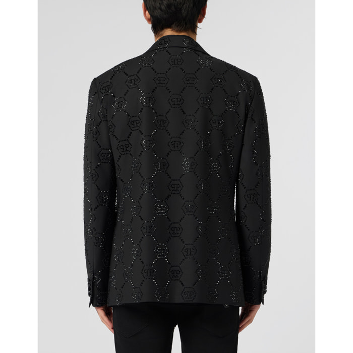 PHILIPP PLEIN Wool Blazer With Stin Details Monogram