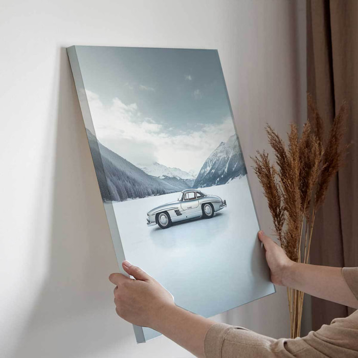Tableau voiture vintage Benz winter Toile imprimée