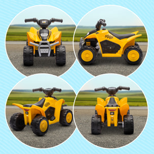 Quad électrique enfant 18-36 mois Caterpillar - klaxon, phare LED, pédale accélérateur - 2,8 Km/h max. - noir jaune