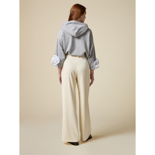 Oltre - Pantalones wide leg de cady - Blanco