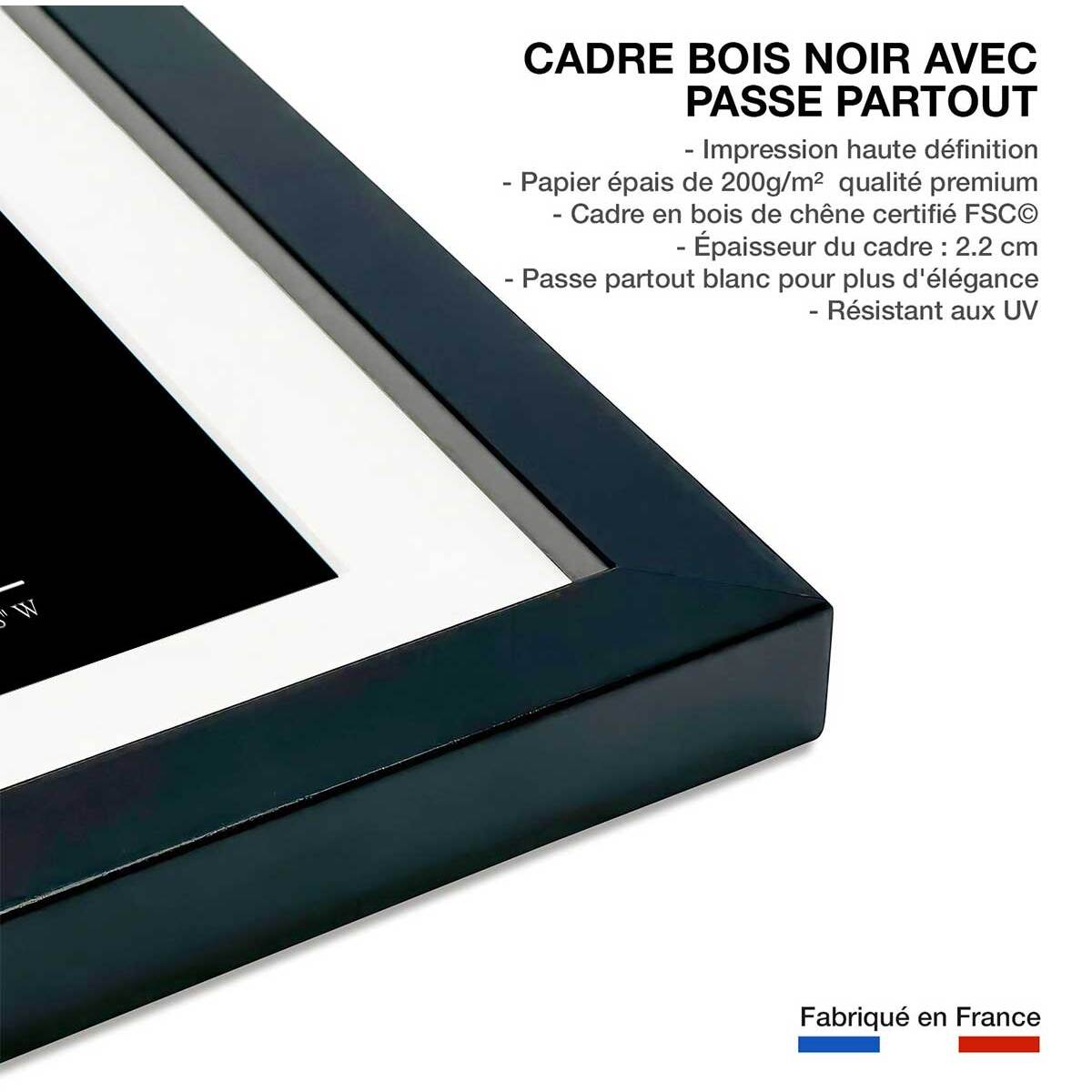 Poster b bordeaux Affiche sous cadre noir
