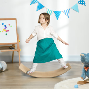 Tabla de Equilibrio para Niños de +3 Años Tabla Curva de Madera Carga 50 kg para Entrenamiento Sensorial Equilibrio 90x29x19 cm Natural