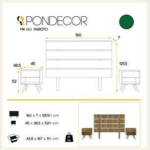 Cabecero + 2 mesitas MAROTO - 160x7x122cm