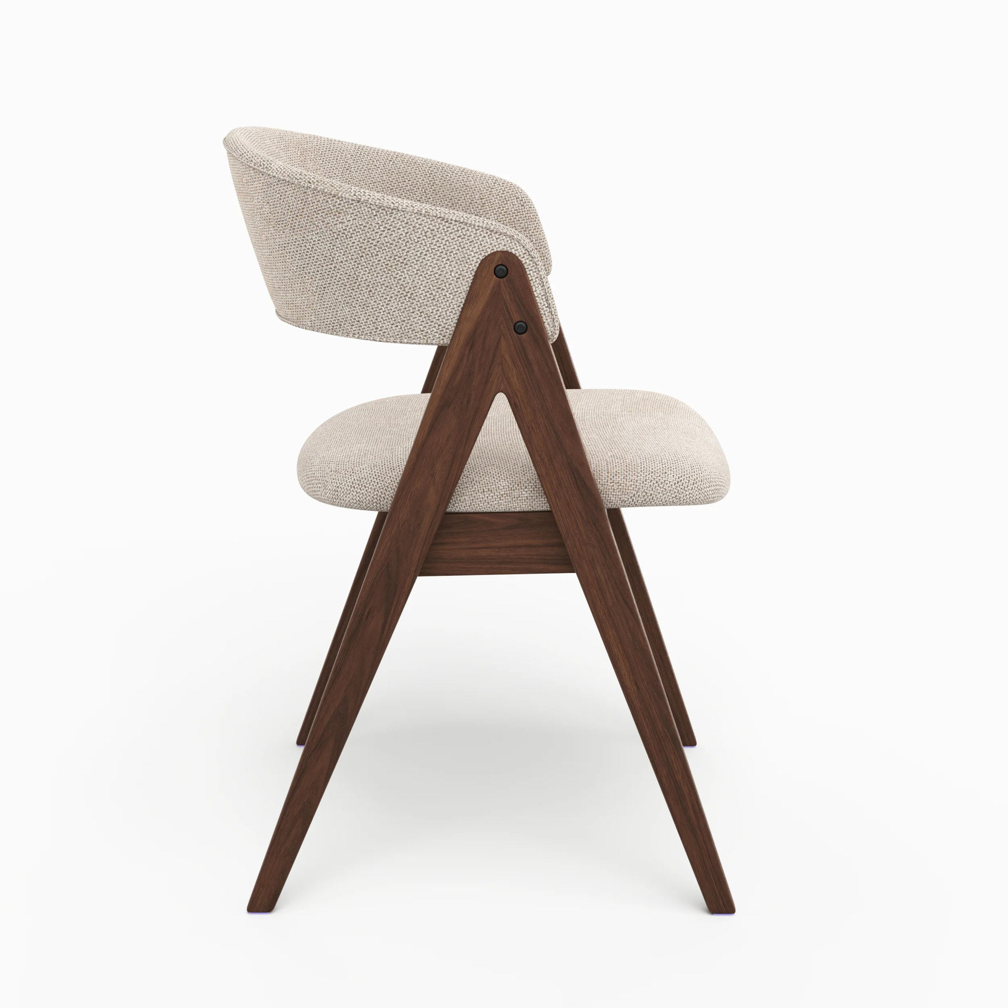 Chaise en bois foncé et tissu beige foncé - Isis