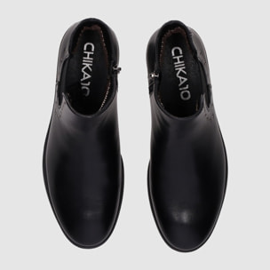 Botines de Piel Sintética - Negro - Tacón: 3 cm