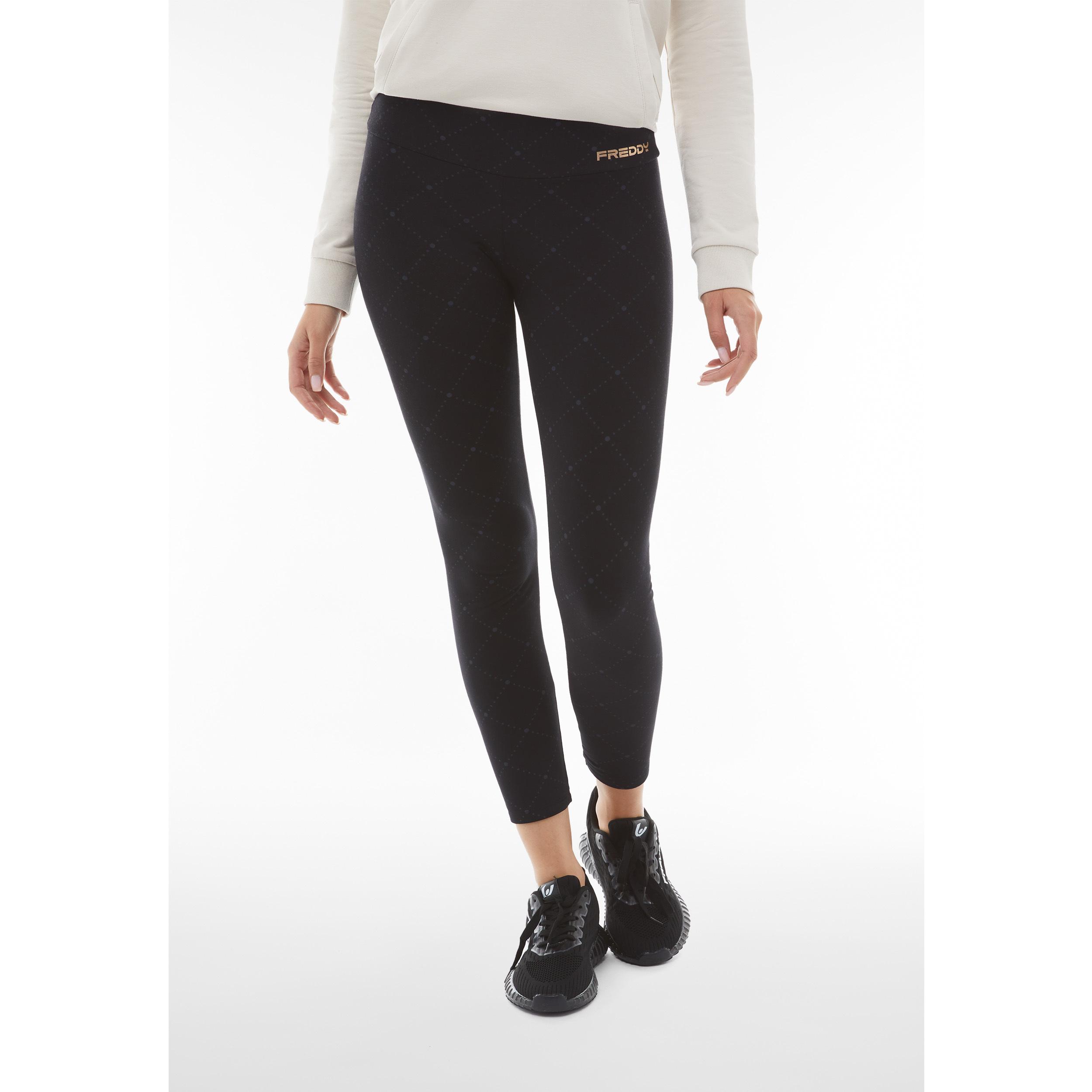 Leggings in felpa stampata con motivo geometrico in tono