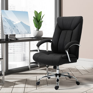 Fauteuil de bureau manager - chaise de bureau grand confort réglable pivotante - acier chromé tissu noir