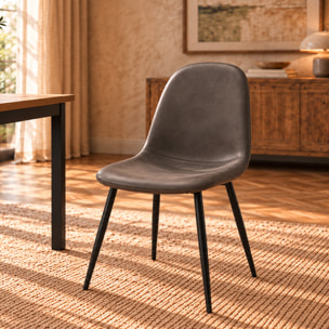 Set di 4 sedie SALAMANCA in similpelle antracite e gambe nere