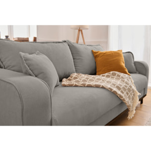 Albane - canapé 3 places - en velours côtelé - Gris clair