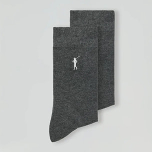 Pack hombre de dos pares de calcetines gris oscuro con logo Rigby Go