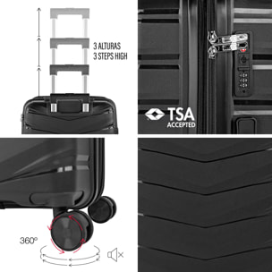 Juego De Maletas Rígidas Pp Jaslen Varese Negro
