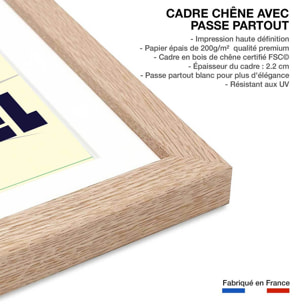 Poster de bisous de kitzbuhl Affiche + cadre en bois - Chêne