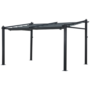 Pergola murale 3 × 4m FRÉJUS grise - structure aluminium