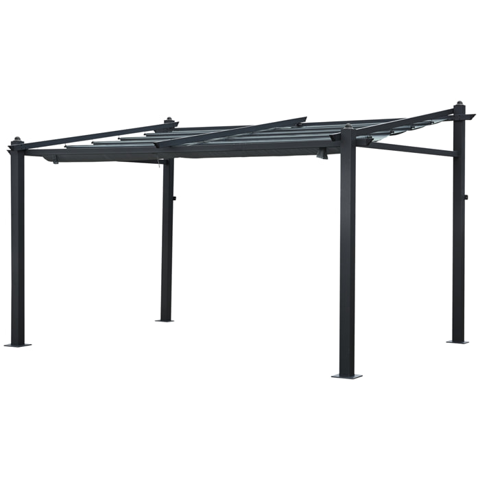 Pergola murale 3 × 4m FRÉJUS grise - structure aluminium