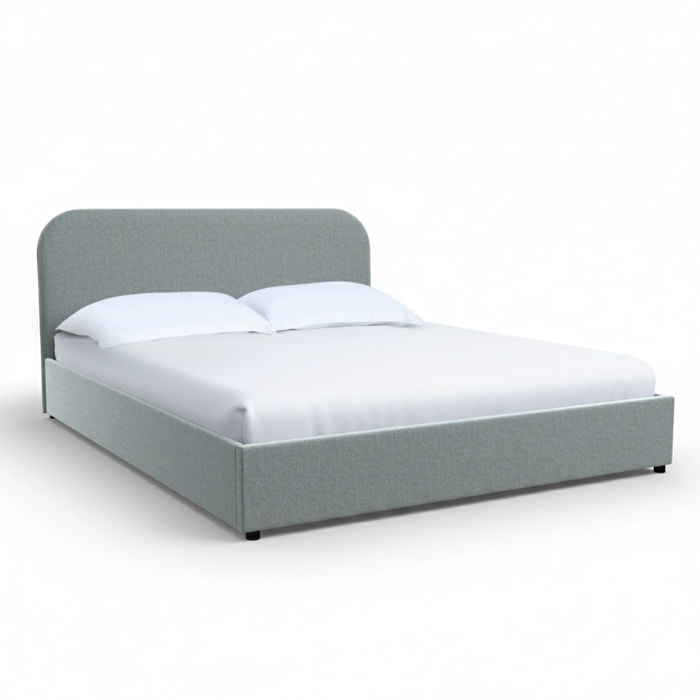 Lit double 160x200 cm avec coffre en tissu gris - Tilly