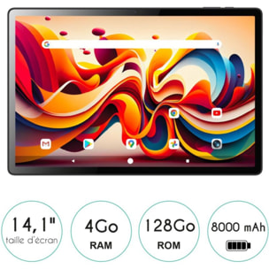 Tablette Android LOGICOM 14.1'' 4/128Go Noir FHD