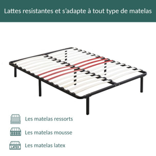 Sommier Orthosense | Cadre de lit métallique | Lattes flexibles | Zone de soutien au niveau des lombaires | 7 Pieds Inclus |