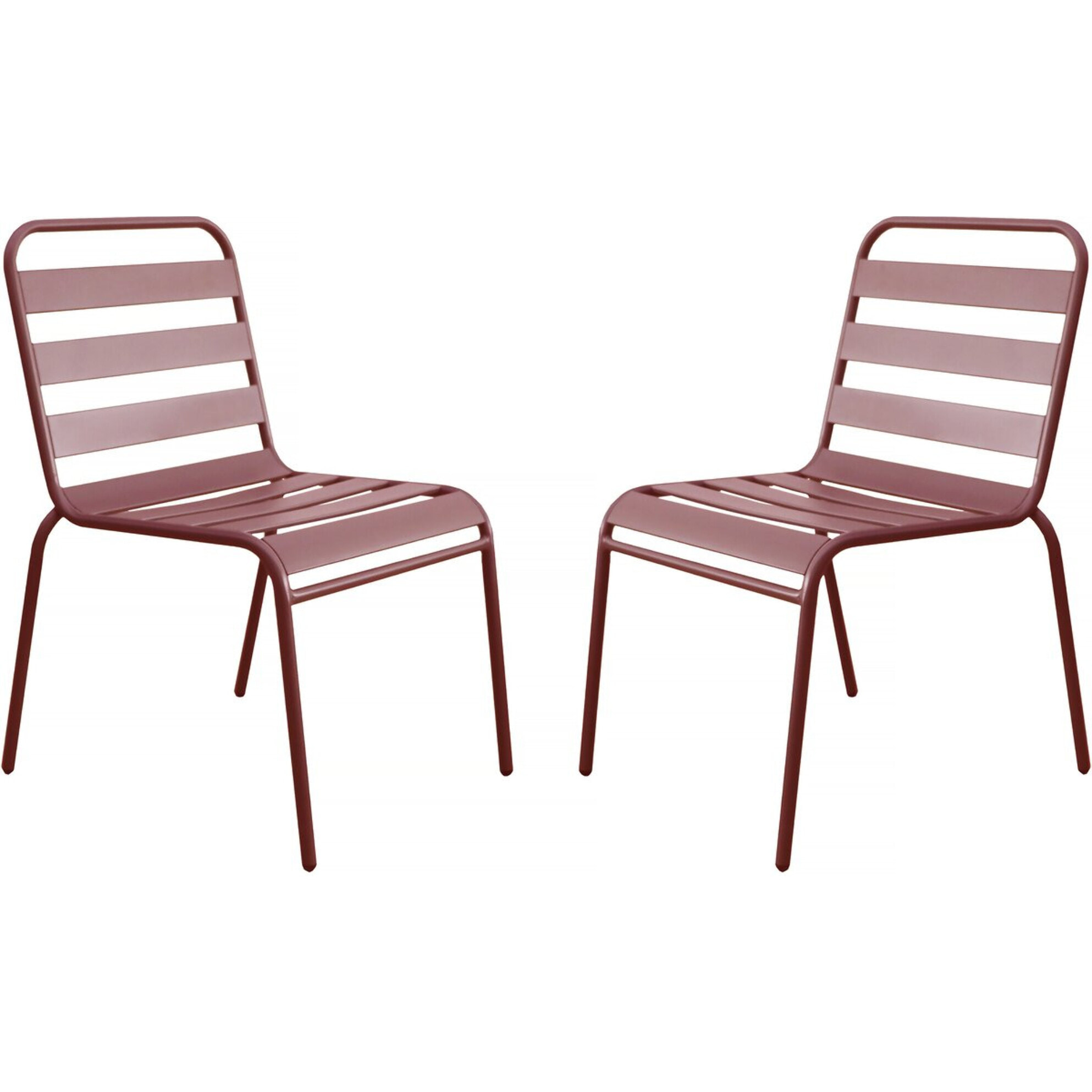 Lot de 2 chaises de jardin en métal empilables "Bilbao" - Terracotta