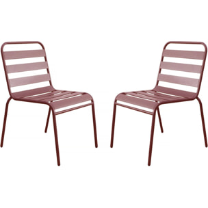 Lot de 2 chaises de jardin en métal empilables "Bilbao" - Terracotta