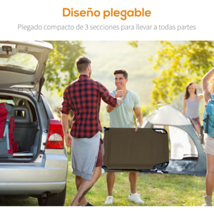 Tumbona Plegable con Respaldo Regulable en 4 Posiciones Tumbona de Jardín con Orificio de Lectura Almohada Marco Metálico y Tela Oxford para Playa Terraza Carga 120 kg 190x56x28 cm Marrón