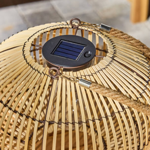 Lampe extérieur solaire LED à suspendre ou à poser Lilou rotin naturel Ø 31.5cm
