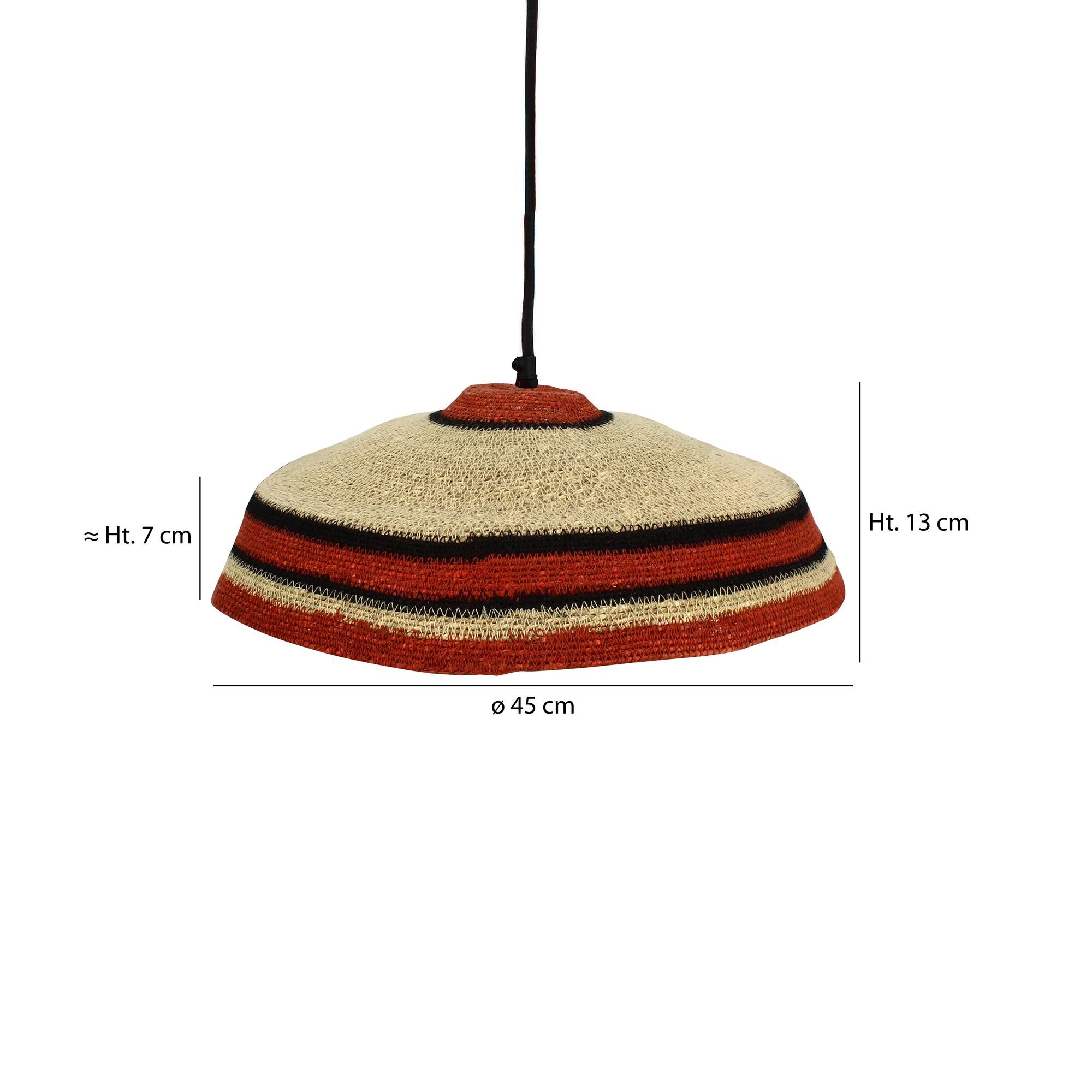 Suspension en jonc de mer naturel et rouge TRINIDAD
