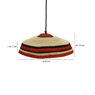 Suspension en jonc de mer naturel et rouge TRINIDAD