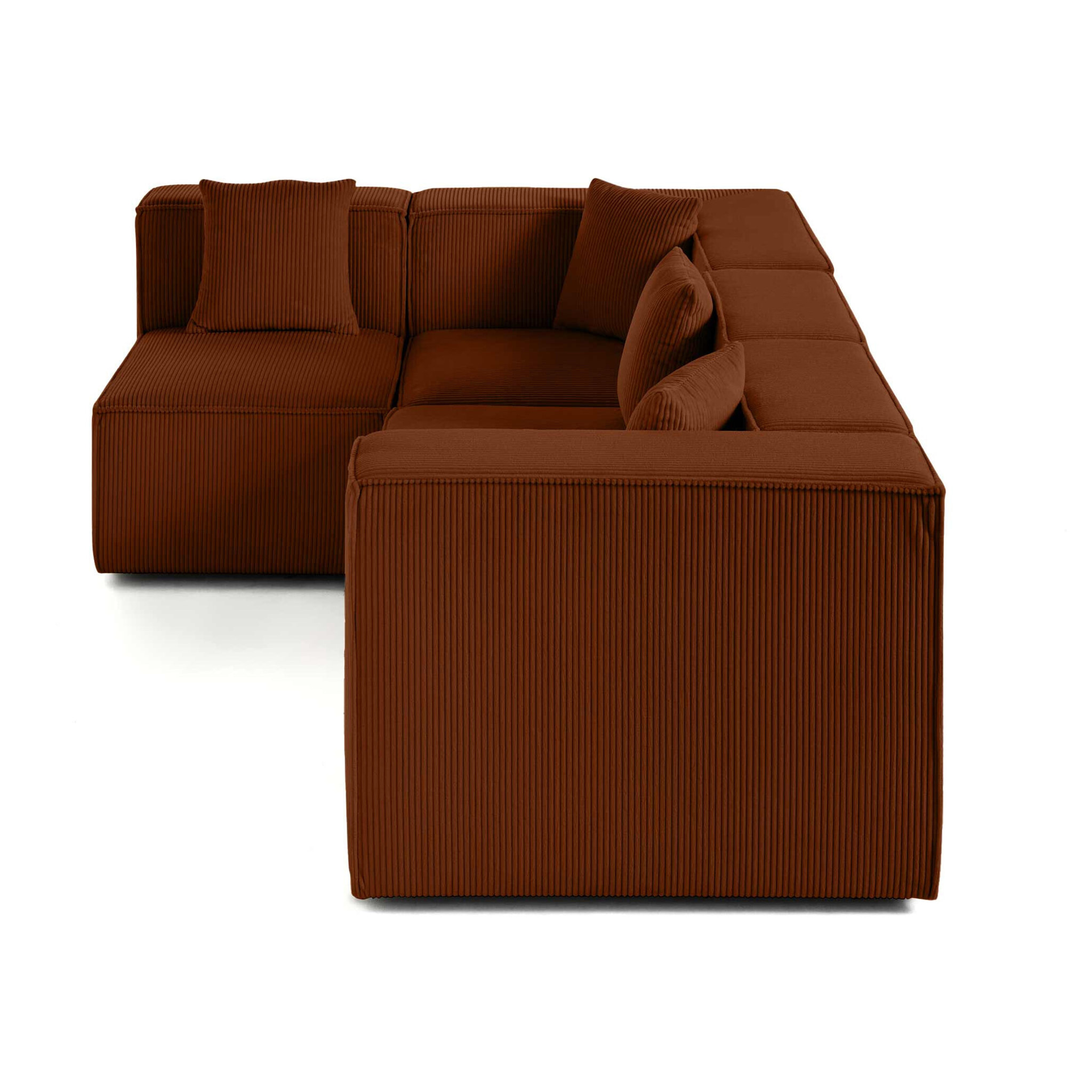 Arty - canapé modulable d'angle gauche 4 places - en velours côtelé - Terracotta