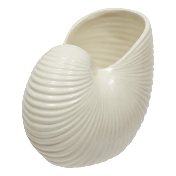 Vase Ocea Coquillage en Dolomite 22x14x18,5 cm Blanc