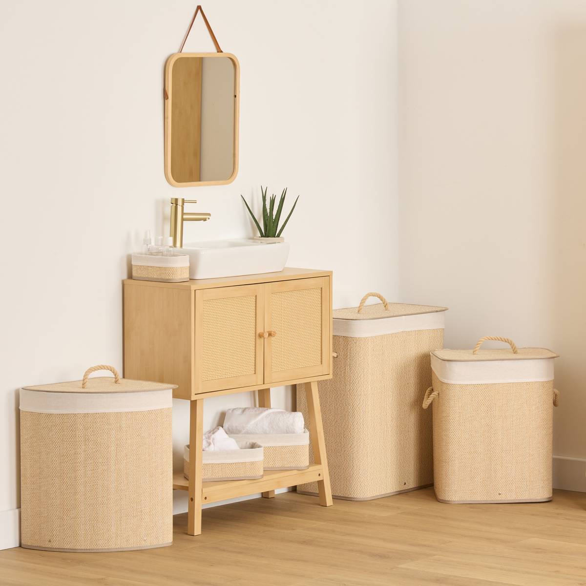 Panier Stemy L20/25/30,5cm beige 3 pièces