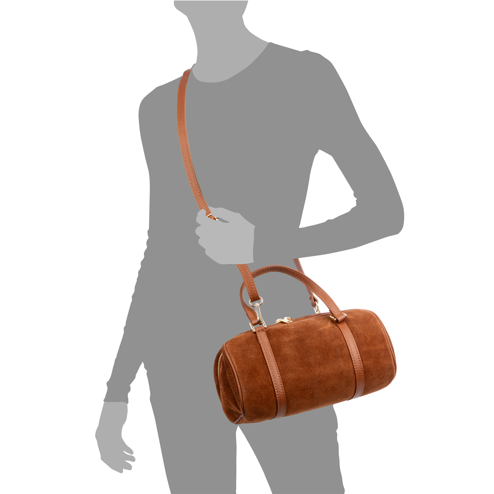 Barzio Bolso Tote Mujer.Piel auténtica Gamuza