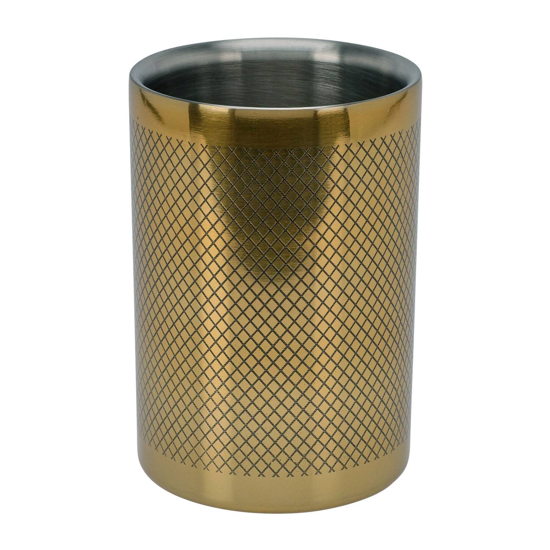 Cubitera para botella en acero inoxidable con doble pared 12x18cm de diseño dorado