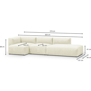 Canapé d'angle à gauche modulable 5 places en tissu - MODULO NEW