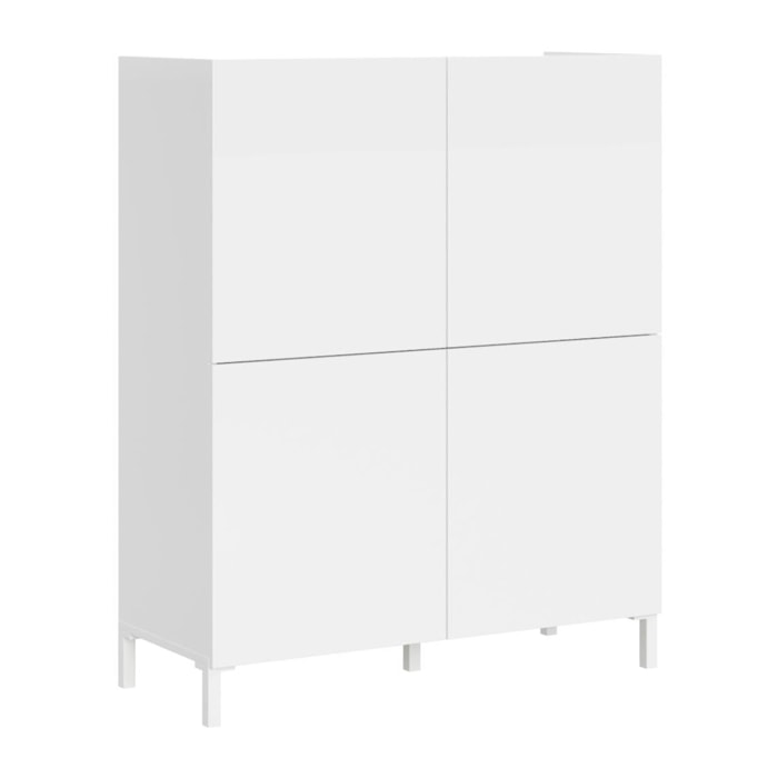 Credenza alta 4 ante 90x35x110 cm Solaria bianco lucido