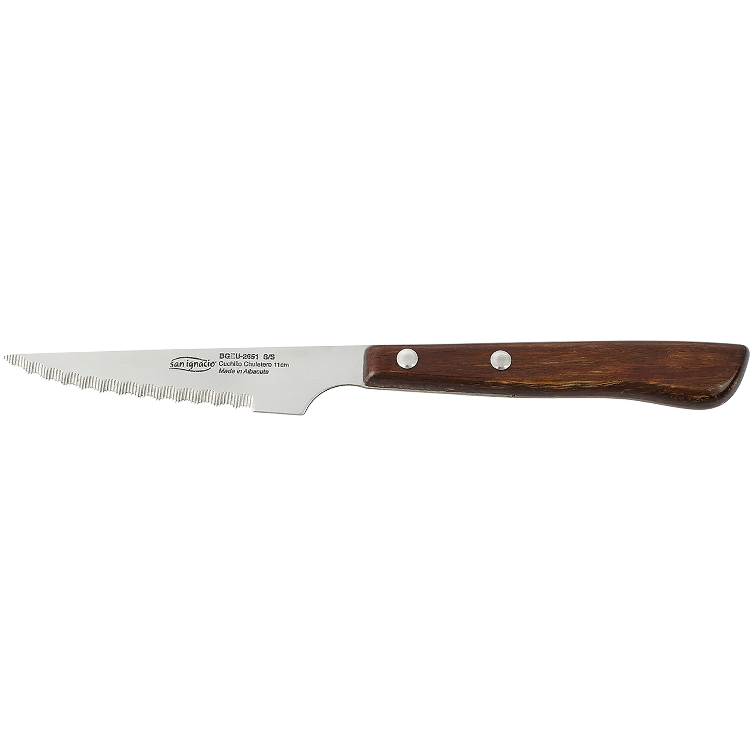 Cuchillo chuletero 11cm acer.inox mango madera alcaraz