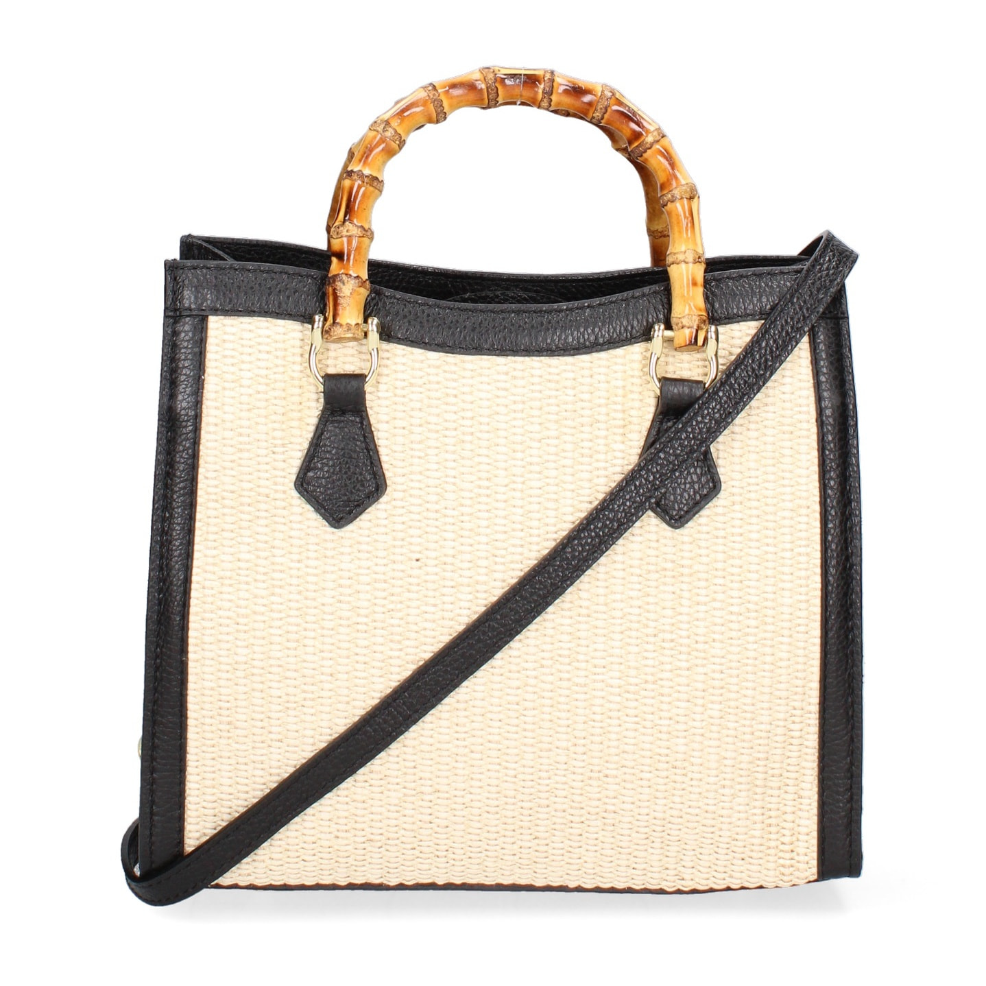 Borsa a mano da donna - Modello Aella - Paglia e Vera Pelle - 25.0 x 27.0 x 9.0 cm