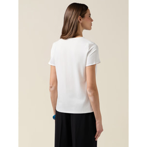 Oltre - T-shirt bimaterica - Bianco