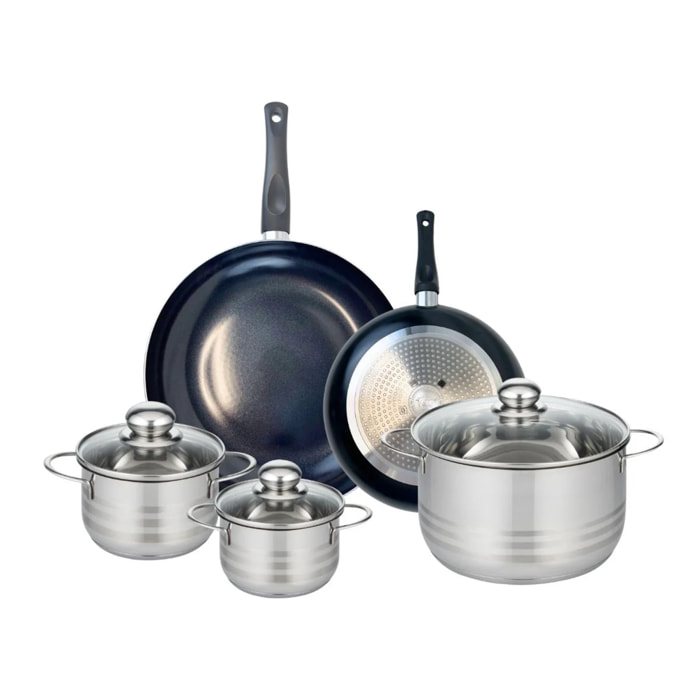 Ensemble de 2 Poêles de cuisson 24 et 32 cm et 3 faitouts 14, 16 et 24 cm Elo Prima Brillant