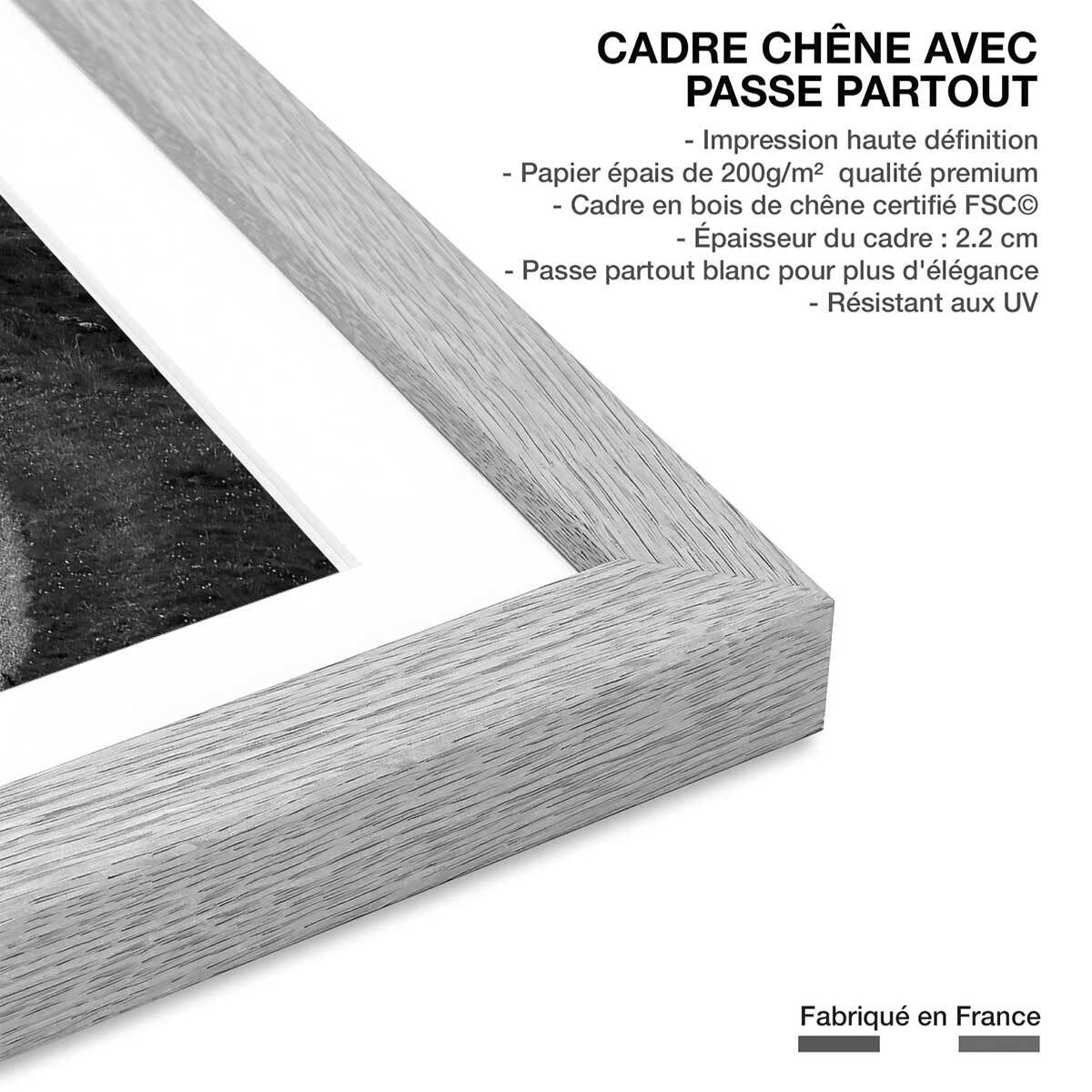 Affiche  balade solitaire en moto Affiche sous cadre bois