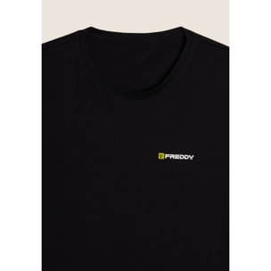 T-shirt Uomo Regular Fit in Jersey Melangé con Logo Bicolore