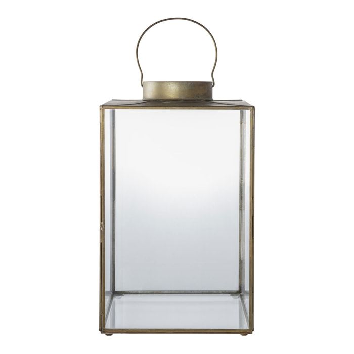 Lanterna Mohali grande in vetro e metallo ottone anticato 24x42 cm