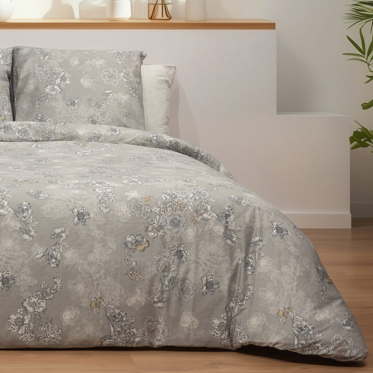 Juego de funda nórdica 240x220 cm + 2 fundas de almohada 65x65 cm - 100% algodón percal - ELLA -