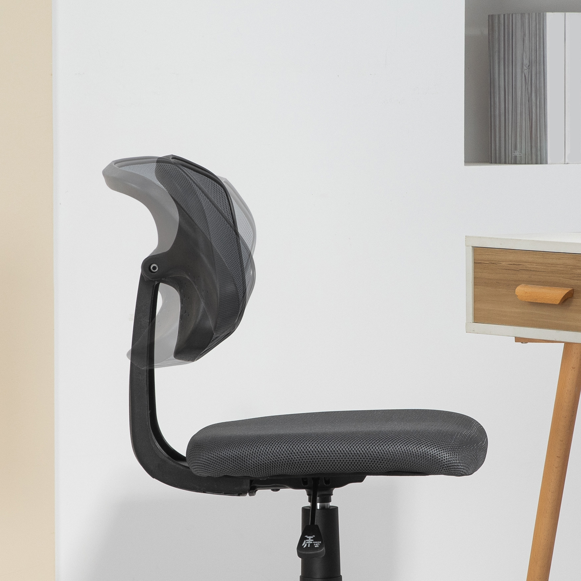 Silla de Oficina sin Brazos Silla de Escritorio Giratoria con Respaldo de Malla Transpirable Altura Ajustable Silla de Despacho Carga 120 kg Gris