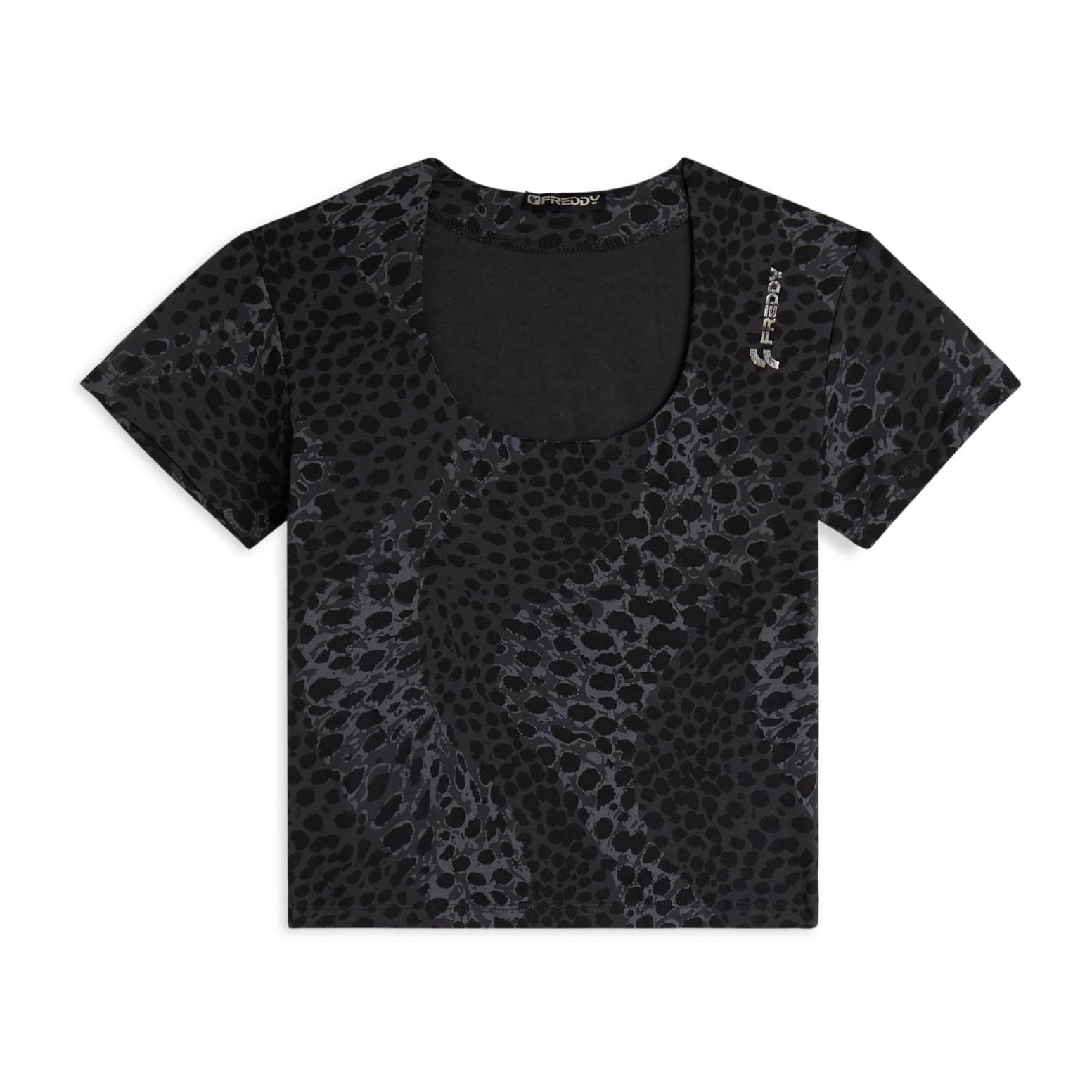 T-shirt slim fit cropped con stampa animalier